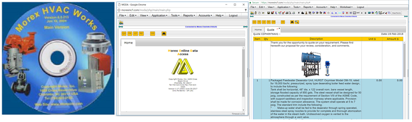 In-house Software Programs (Morex HVAC Works; Morex Online Data Access)